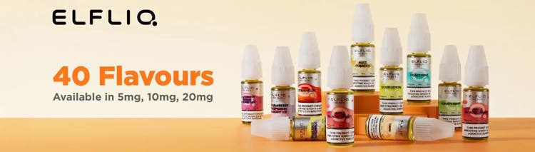 Elfliq nic salts: 40 flavours in 5mg, 10mg and 20mg